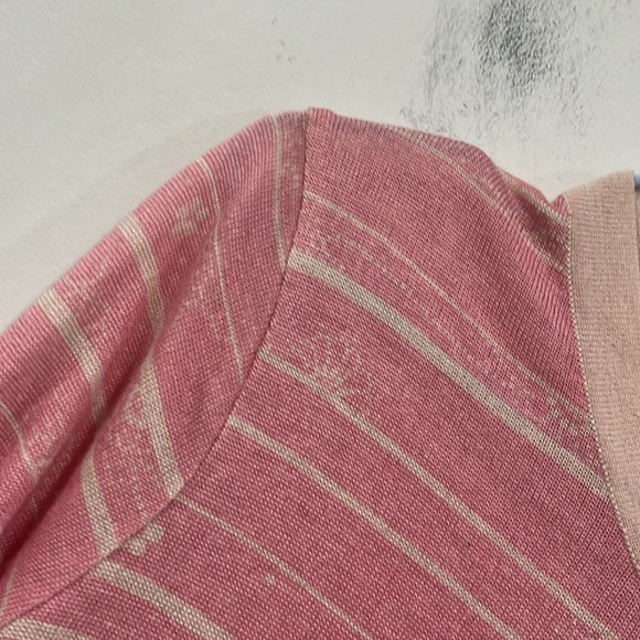 TSE Silk Cashmere Floral Striped Buttoned Pink Cream Cardigan size S - Picture 3 of 9